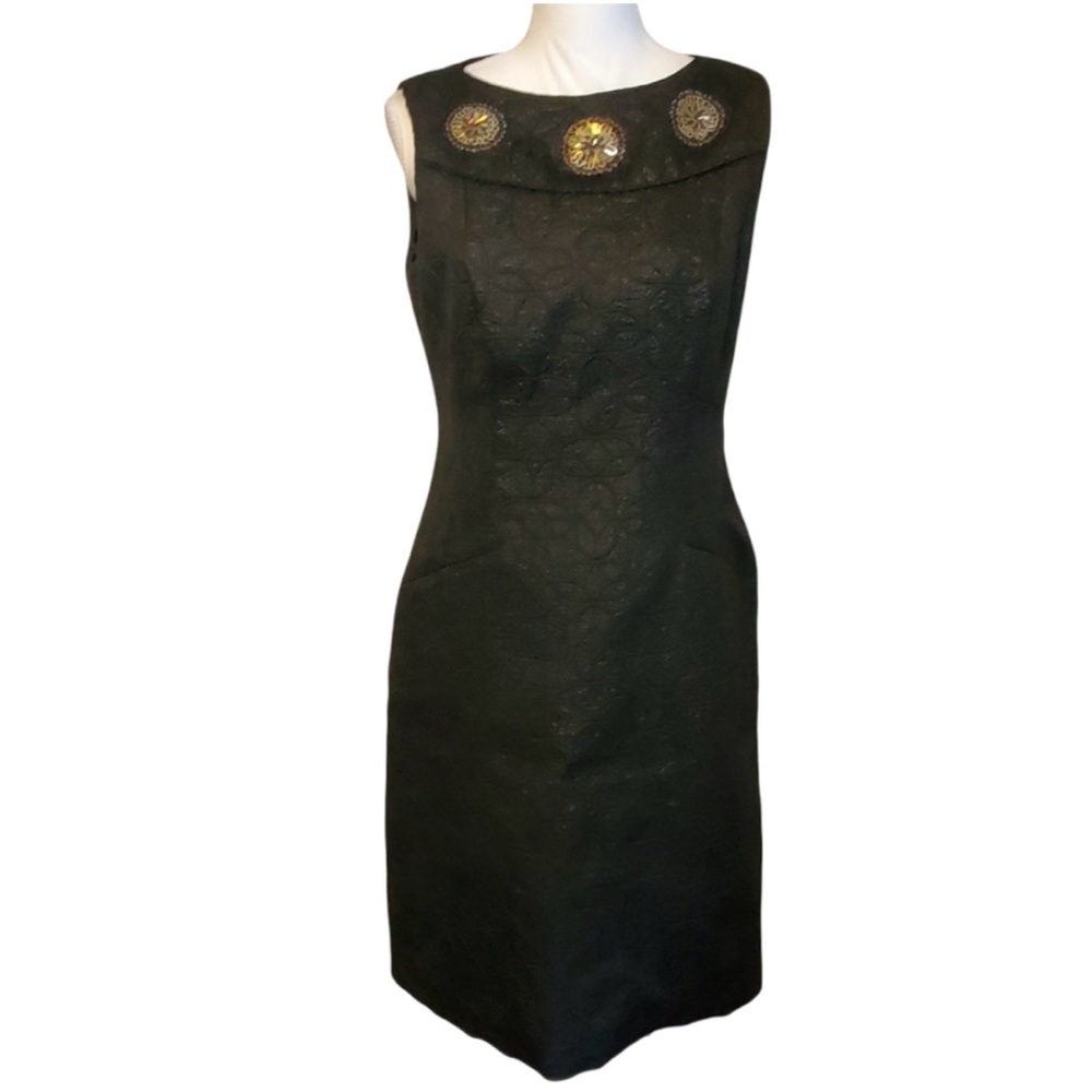 Kay Unger Jacquard Embroidered Flower Dress